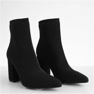 MIA Buckle Lilly Rhinestone Ankle Boots Black Rhinestones Size 7.5 Womens